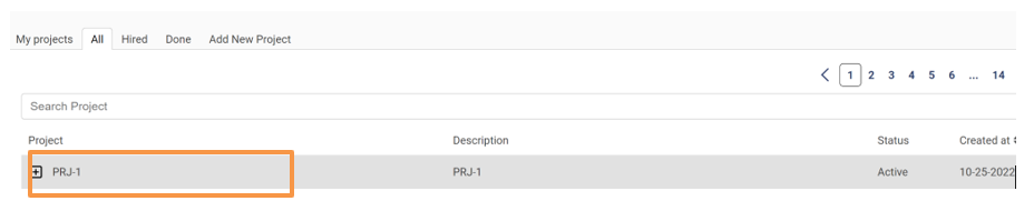 project in dashboard