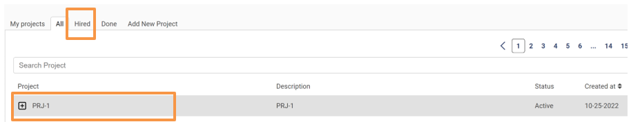 hired tab in dashboard