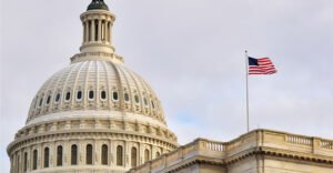 American flag on top of the US Senate