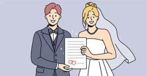 married couple with marriage licence