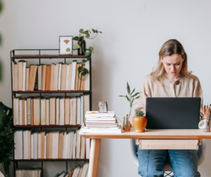 woman working on her laptop for her home-based business