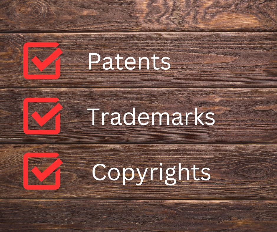 patents, trademarks, copyrights
