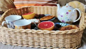 breakfast basket served in a bread and breakfast