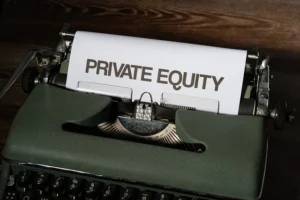 private equity typed on a typewriter