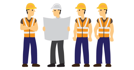 Construction-workers-of-a-sustainable-construction-company- Construction workers of a sustainable construction company