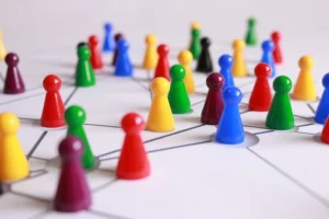 networking shown with the help of plastic pawns