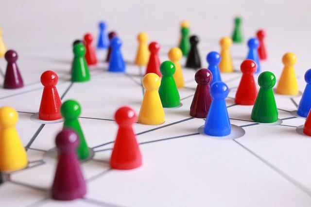 networking shown with the help of plastic pawns