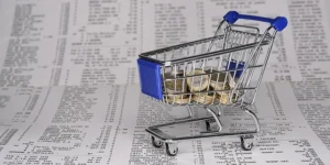 sales tax depicted as money in a trolley