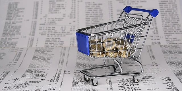 sales tax depicted as money in a trolley