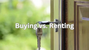 Buying vs. Renting - key hanging from a door of a residence