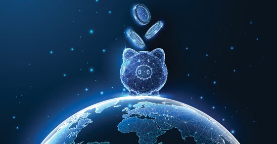 cypto tokens falling into a piggy bank after staking cypto tokens falling into a piggy bank after staking