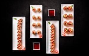 sushi platters in hibachi and sushi restaurant