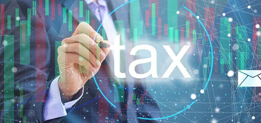 touch screen hand scan Online tax icon for tax payment. State tax. Government data analysis document. financial research tax return calculation