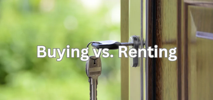 Buying vs. Renting - key hanging from a door of a residence