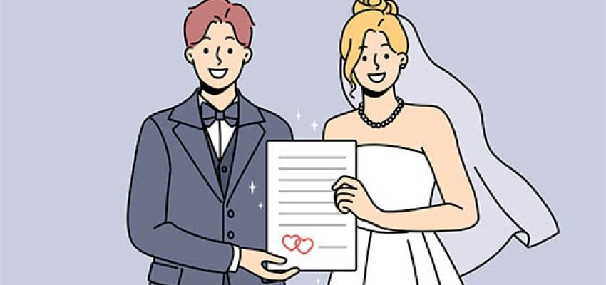 married couple with marriage licence