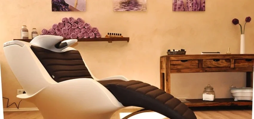 beauty salon with hair washing chair