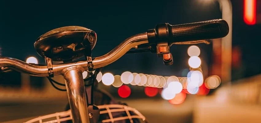 bicycle on the road at night