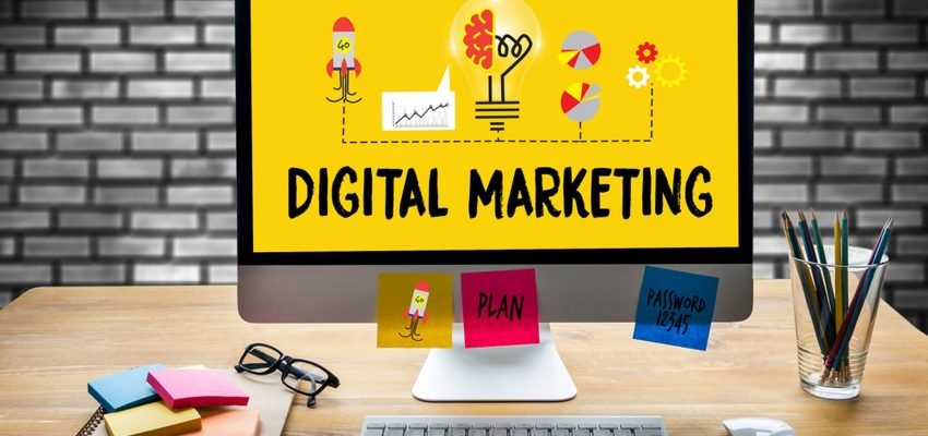 digital marketing on a desktop