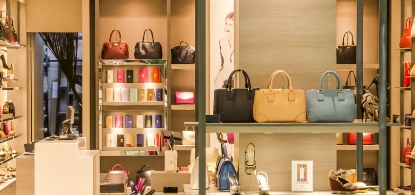 fashion and apparel shop with shoes and handbags