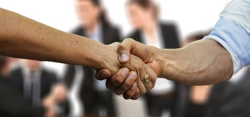 Client and professional shaking hands in the workplace