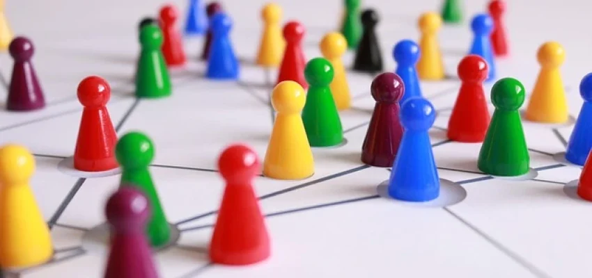 networking shown with the help of plastic pawns
