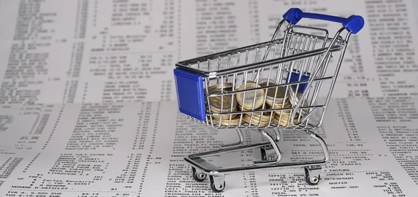 sales tax depicted as money in a trolley