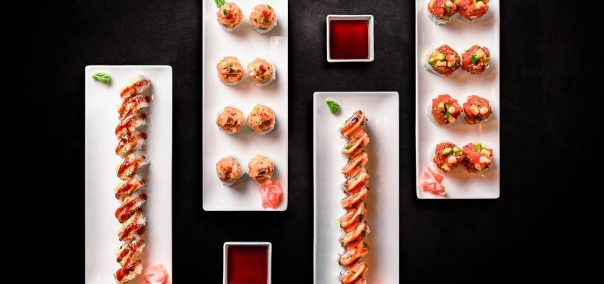 sushi platters in hibachi and sushi restaurant